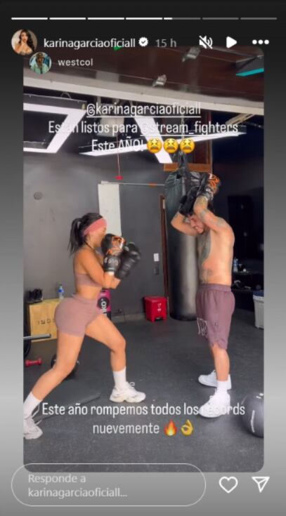 La modelo se mostró entrenando junto al streamer para su pelea con Karely Ruiz - crédito @westcol/ Instagram