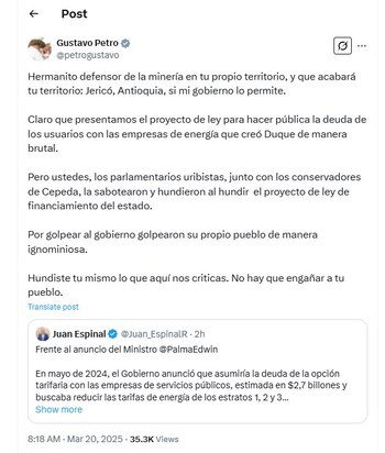 Gustavo Petro le contestó