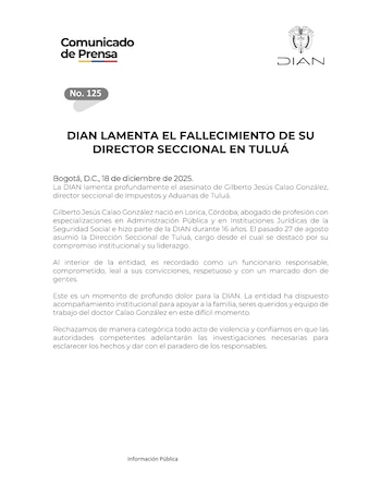 Este fue el comunicado de