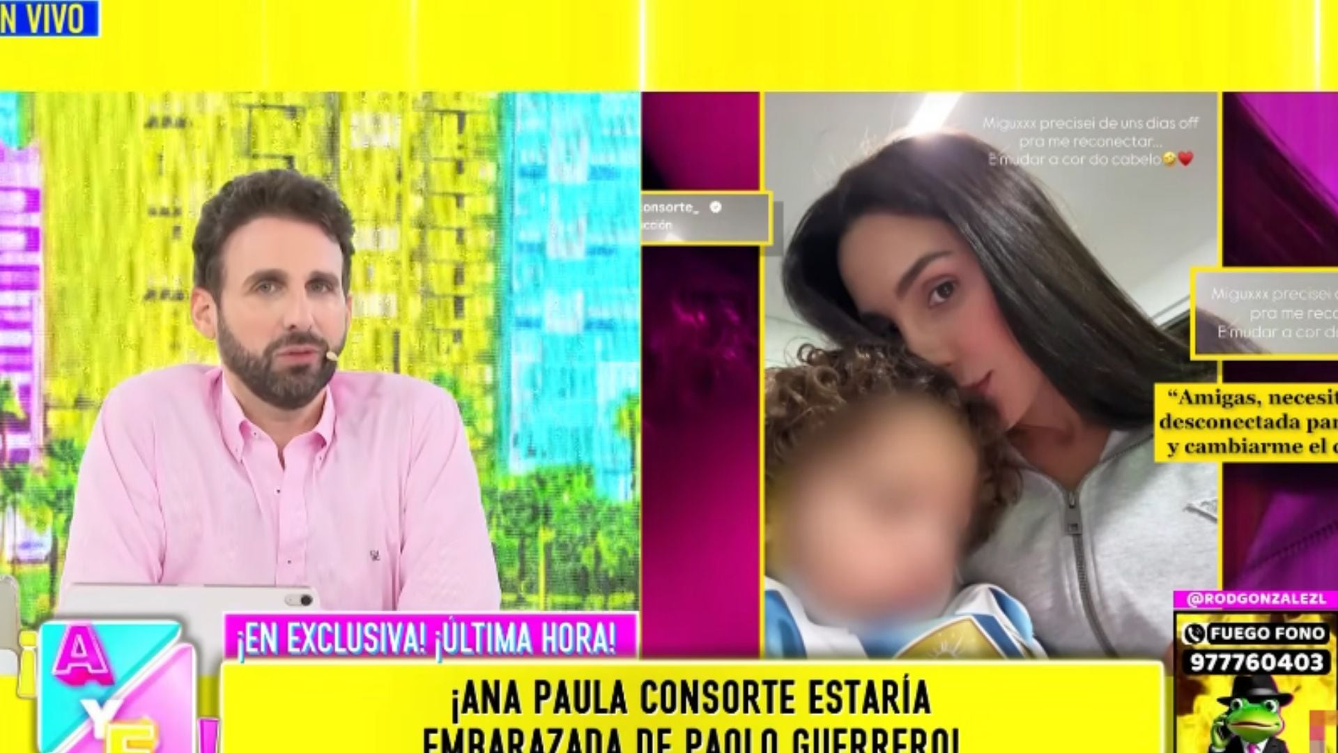 Rodrigo González aseguró en Amor y fuego que Ana Paula Consorte “estaría nuevamente embarazada” en medio de la polémica por las redes de Paolo Guerrero. Willax TV.