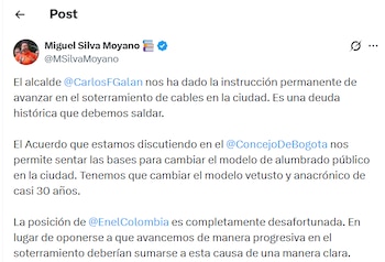 La Alcaldía de Bogotá mantendrá el soterramiento progresivo de cables pese a la oposición de Enel Colombia en el Concejo - crédito Miguel Silva Moyano/X
