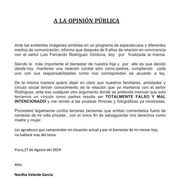 Nardha Velarde desmiente a Pamela