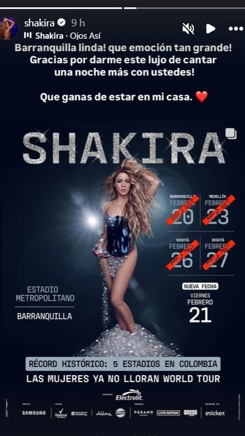 Este fue el mensaje que publicó Shakira en agradecimiento a los barranquilleros - crédito @shakira/IG