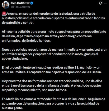 El alcalde Federico Gutiérrez confirmó