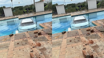 Camioneta terminó sumergida en la piscina de un conjunto residencial en Valledupar: todo quedó en video