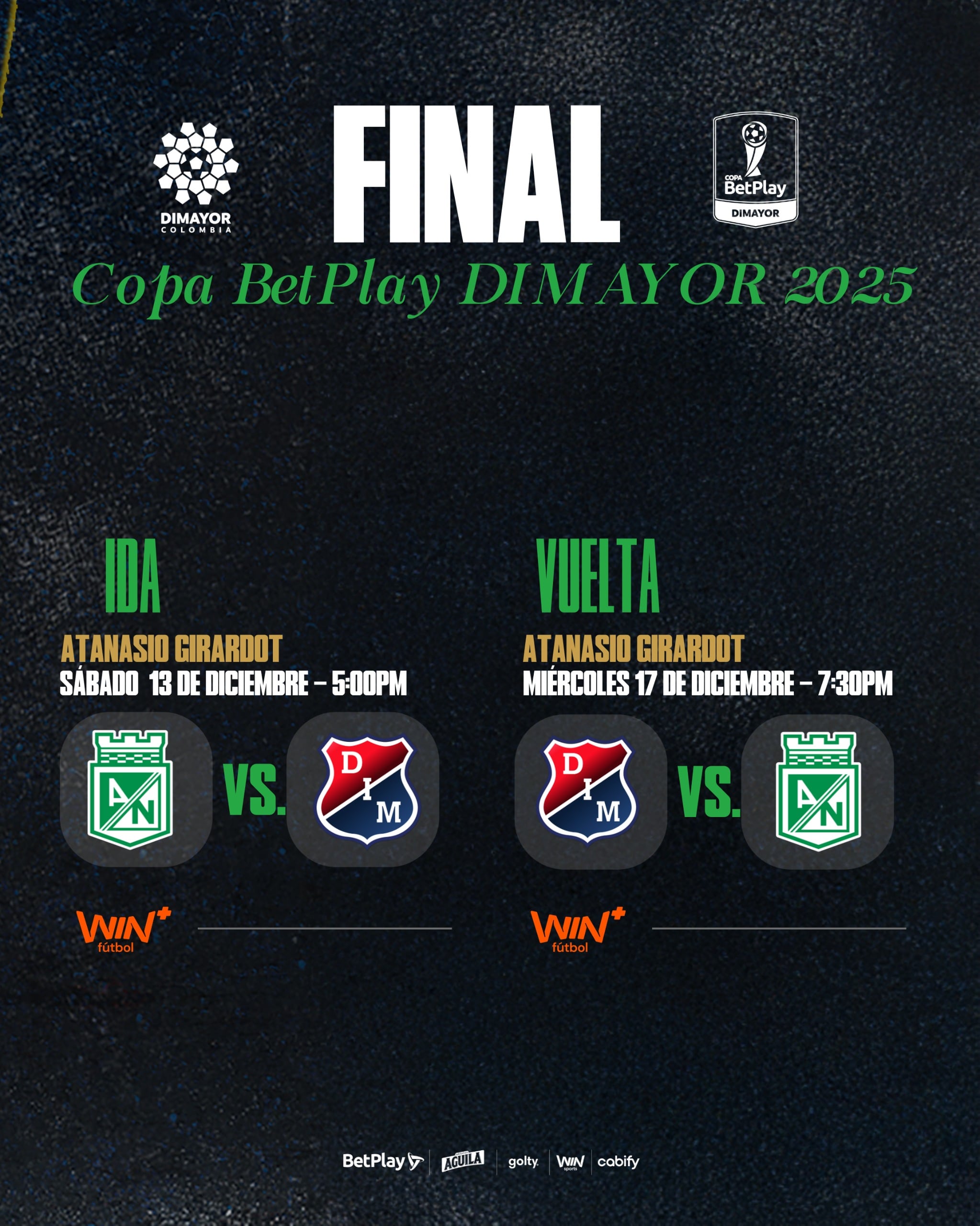 Atlético Nacional e Independiente Medellín protagonizan el clásico paisa en la final de la Copa BetPlay 2025 - crédito Dimayor/X