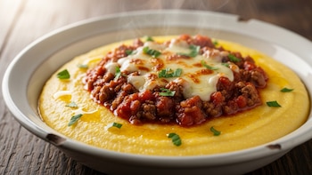 Receta de polenta con tuco y queso, rápida y fácil