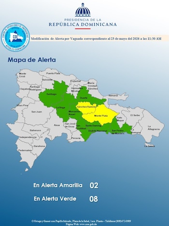 Con ocho demarcaciones declaradas oficialmente en alerta verde, incluyendo el Gran Santo Domingo, los organismos de protección civil instan a la ciudadanía a tomar precauciones (Cortesía COE).