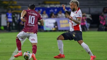 A Duván Vergara le anularon un gol en el compromiso del Tolima ante América en la Liga BetPlay - crédito Deportes Tolima
