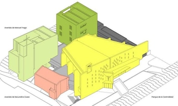 Maqueta del complejo parroquial que el Arzobispado de Madrid quiere construir en Valdebebas