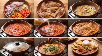 Los filetes se acomodan sobre el guiso caliente para que absorban el sabor de la salsa - crédito VisualesIA Infobae