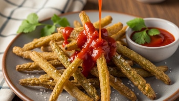 Receta de chauchas fritas con salsa picante, rápida y fácil