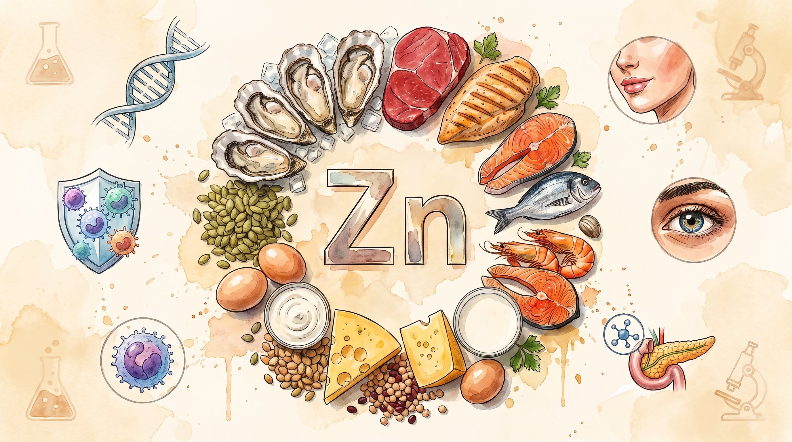 El zinc participa en la producción de ADN, la cicatrización, la actividad hormonal, el metabolismo, la salud de la piel y la visión (Imagen Ilustrativa Infobae)