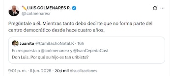El académico sostuvo que no conoce la posición de su hijo Jorge Colmenares frente a la segunda vuelta - crédito @lcolmenaresr/X