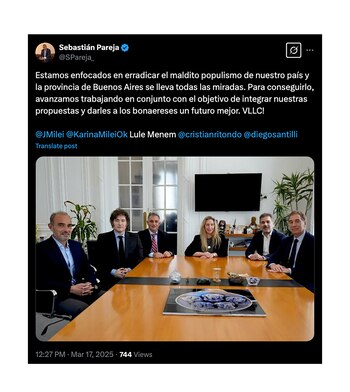 El posteo de Sebastián Pareja,