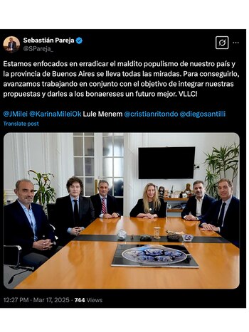 El posteo de Sebastián Pareja,