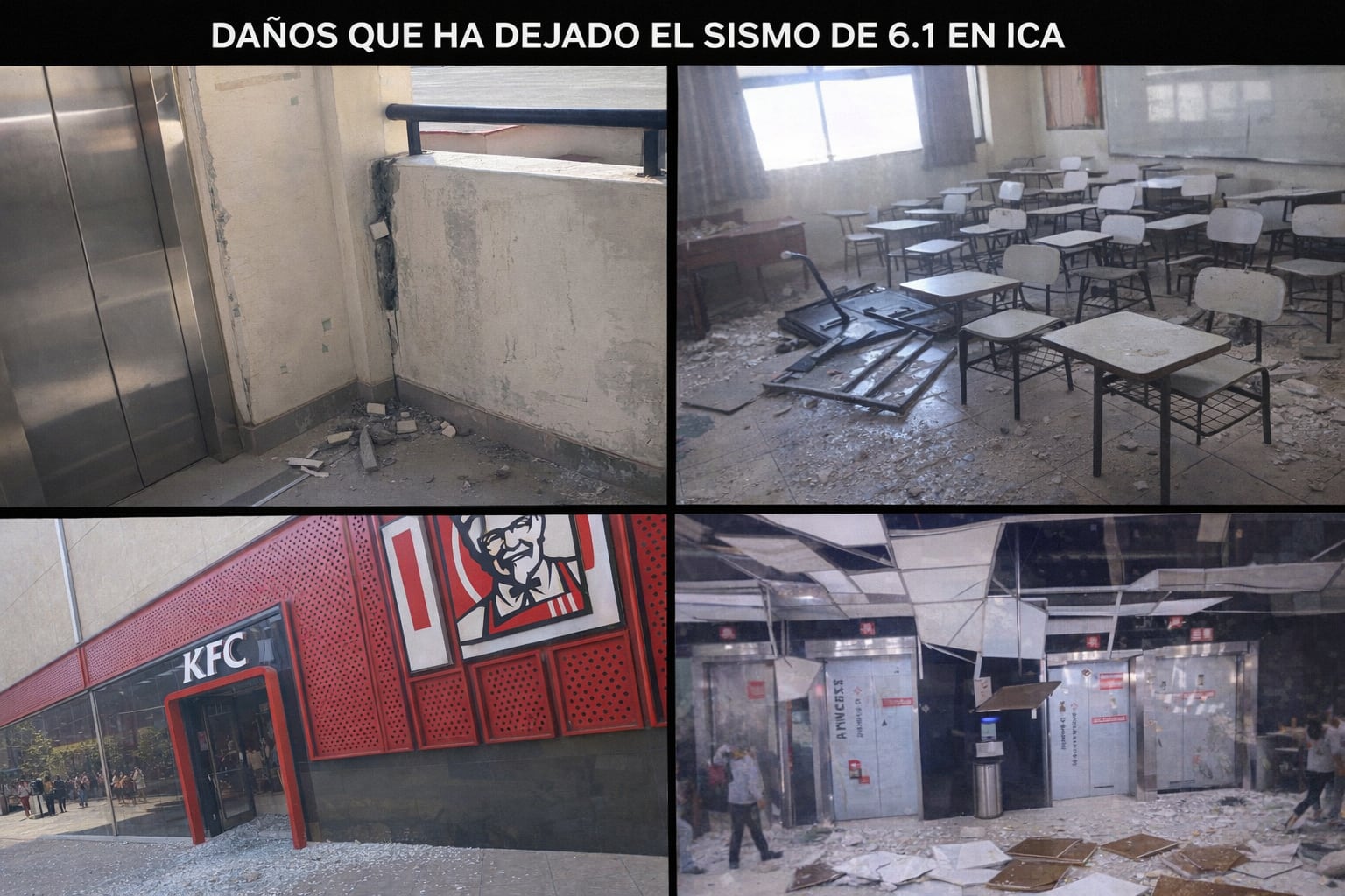 El sismo de magnitud 6.1 que sacudió Ica dejó a su paso múltiples daños en infraestructuras, incluyendo aulas, locales comerciales y edificios residenciales, afectando gravemente la región costera. (Imagen Ilustrativa Infobae)