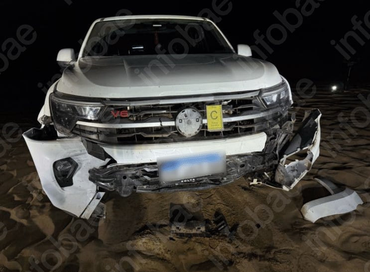 Así quedó la camioneta tras el accidente