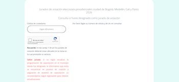 La consulta para jurados de votación puede realizarse ingresando tipo y número de documento en la web www.registraduria.gov.co - crédito Registraduría