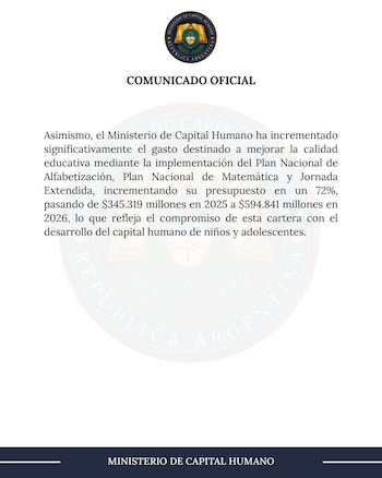 El documento publicado por la ministra de Capital Humano