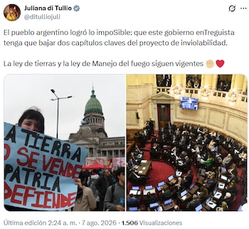 Di Tullio celebró la vigencia de las leyes de tierras y manejo del fuego