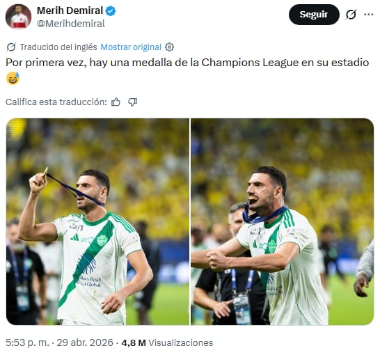 La publicación de Merih Demiral en X