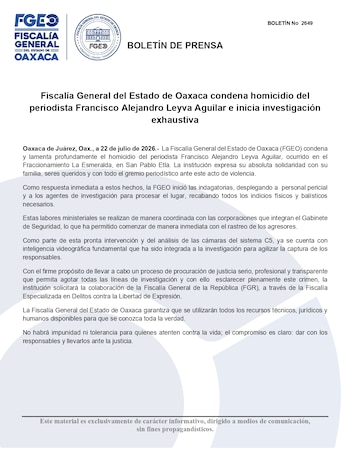 Comunicado FGR.