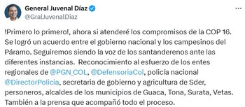 Gobernador de Santander anunció una