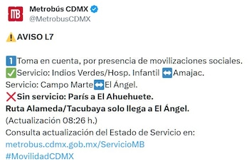 Avance en tiempo real de las diversas líneas de la red de transporte público capitalino.