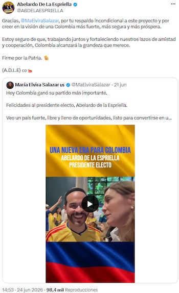 Abelardo de la Espriella agradeció respaldo de María Elvira Salazar y resaltó cooperación entre Colombia y Estados Unidos - crédito @ABDELAESPRIELLA/X
