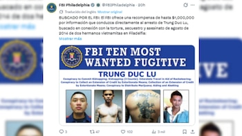Publicación digital con la ficha del FBI para localizar a Trung Duc Lu, que incluye cuatro fotografías del prófugo