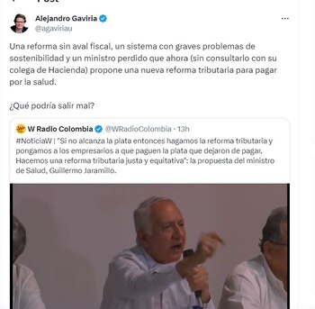 Alejandro Gaviria critica la reforma