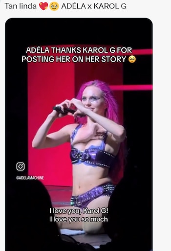 La intérprete aseguró que le sorprendió recibir apoyo de una artista a la que admira - crédito redes sociales