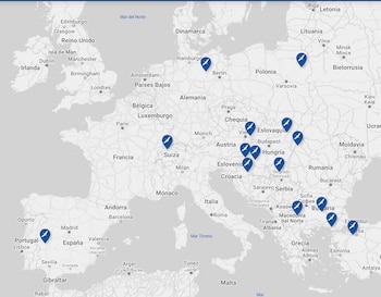 Los 15 municipios de Europa de la Red de Pueblos Europeos de la Cigüeña. (Ayuntamiento de Malpartida de Cáceres)