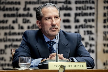 El exsubsecretario de Transportes y Movilidad Sostenible, Jesús Manuel Gómez García, durante una comparecencia en la Comisión de Investigación por el ‘caso Koldo’, en el Senado (A. Pérez Meca / Europa Press)