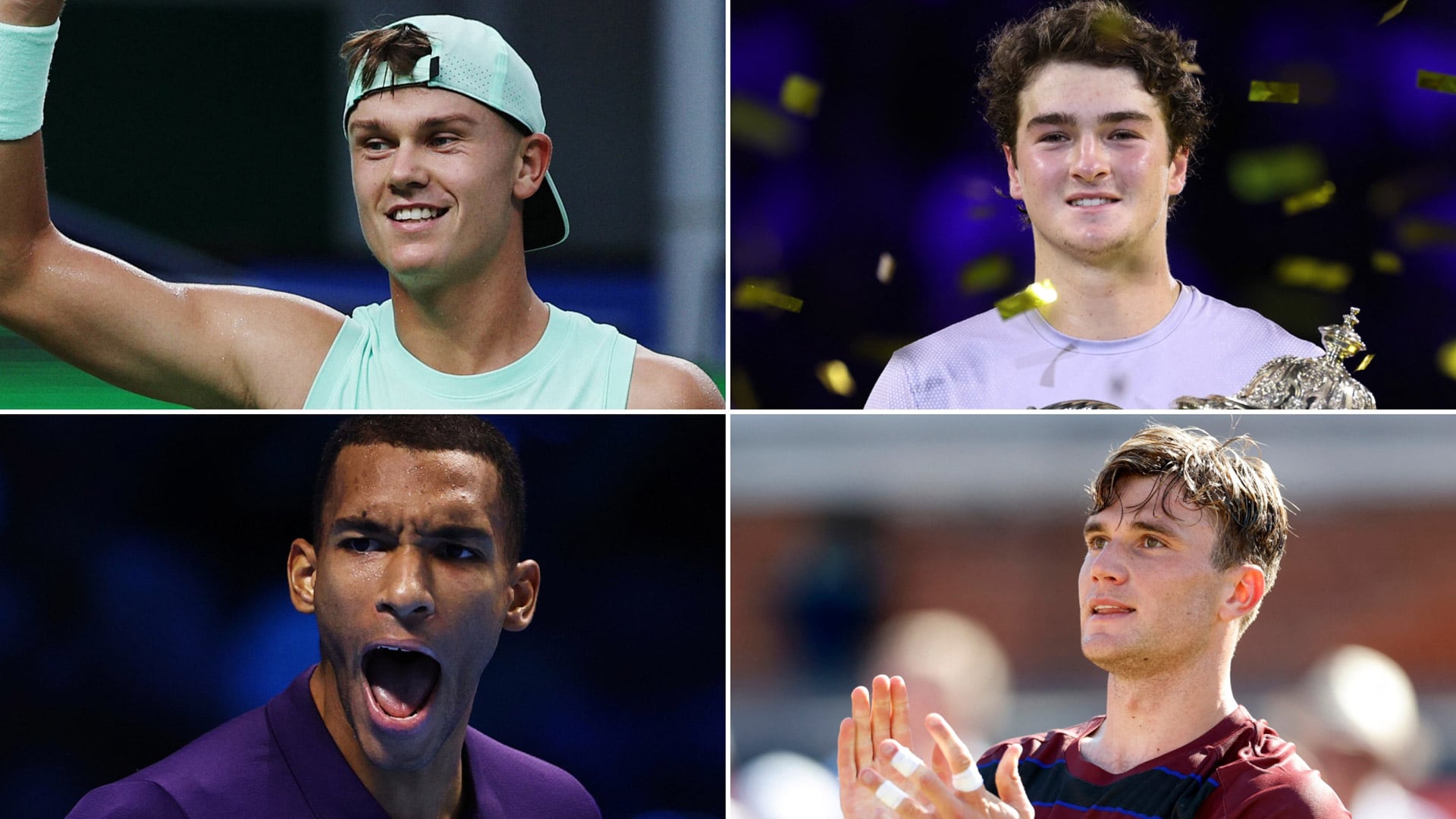Holger Rune, Joao Fonseca -arriba-, Félix Auger-Aliassime y Jack Draper -abajo-, los aspirantes a meterse en la batalla entre Carlos Alcaraz y Jannik Sinner (Fuente: Reuters)