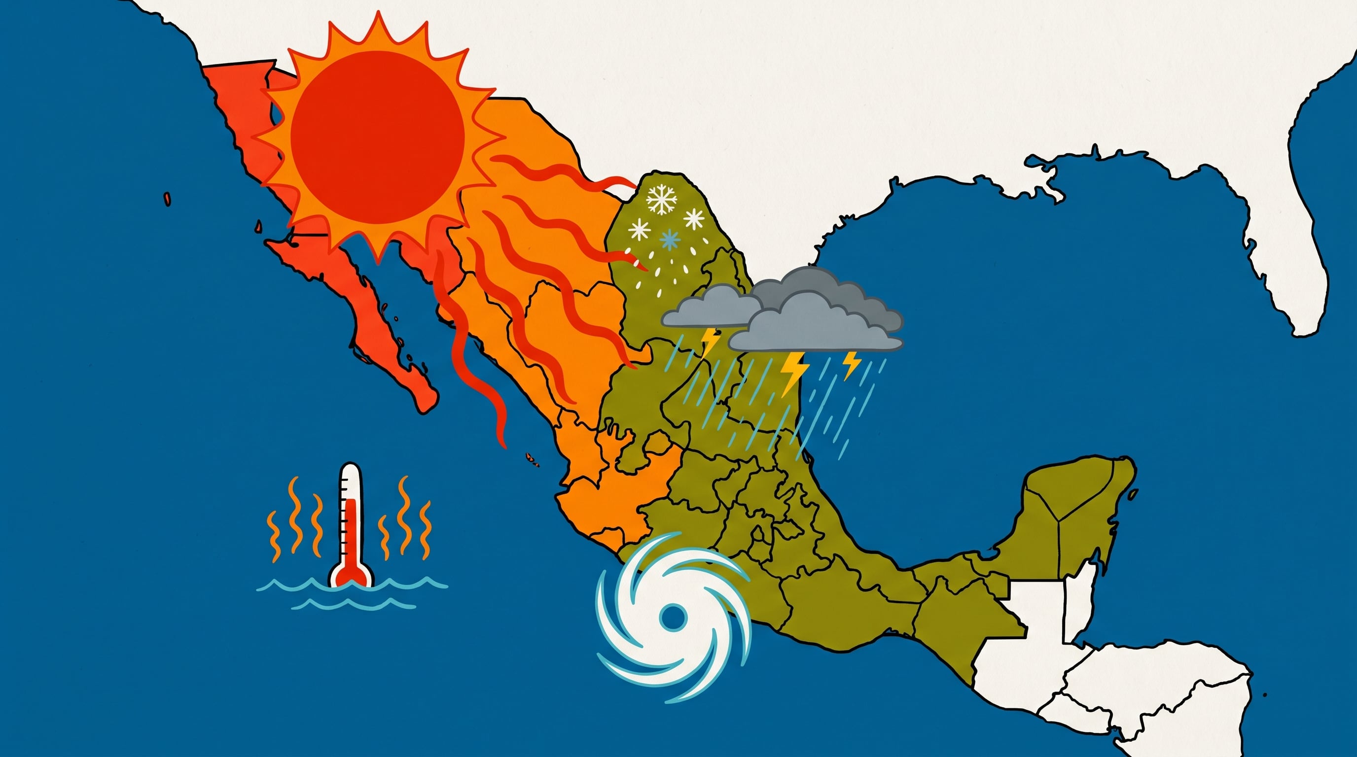 A partir del viernes 29 de mayo, Zacatecas sur se incorpora al mapa de la onda de calor. Las temperaturas vespertinas calurosas a muy calurosas se extienden a la mayor parte de la república a lo largo de los cuatro días. (Imagen Ilustrativa Infobae)