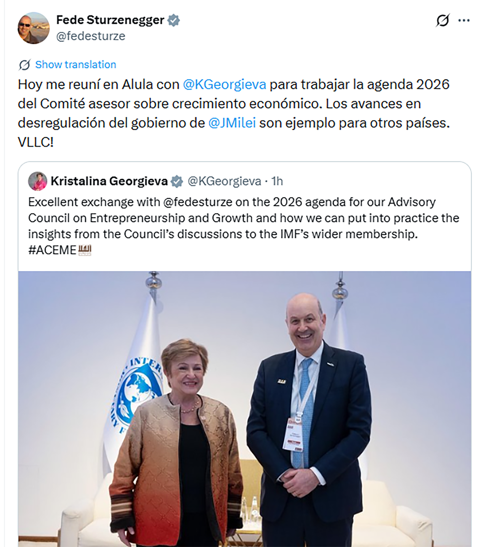 El intercambio entre la titular del FMI y el ministro de Desregulación