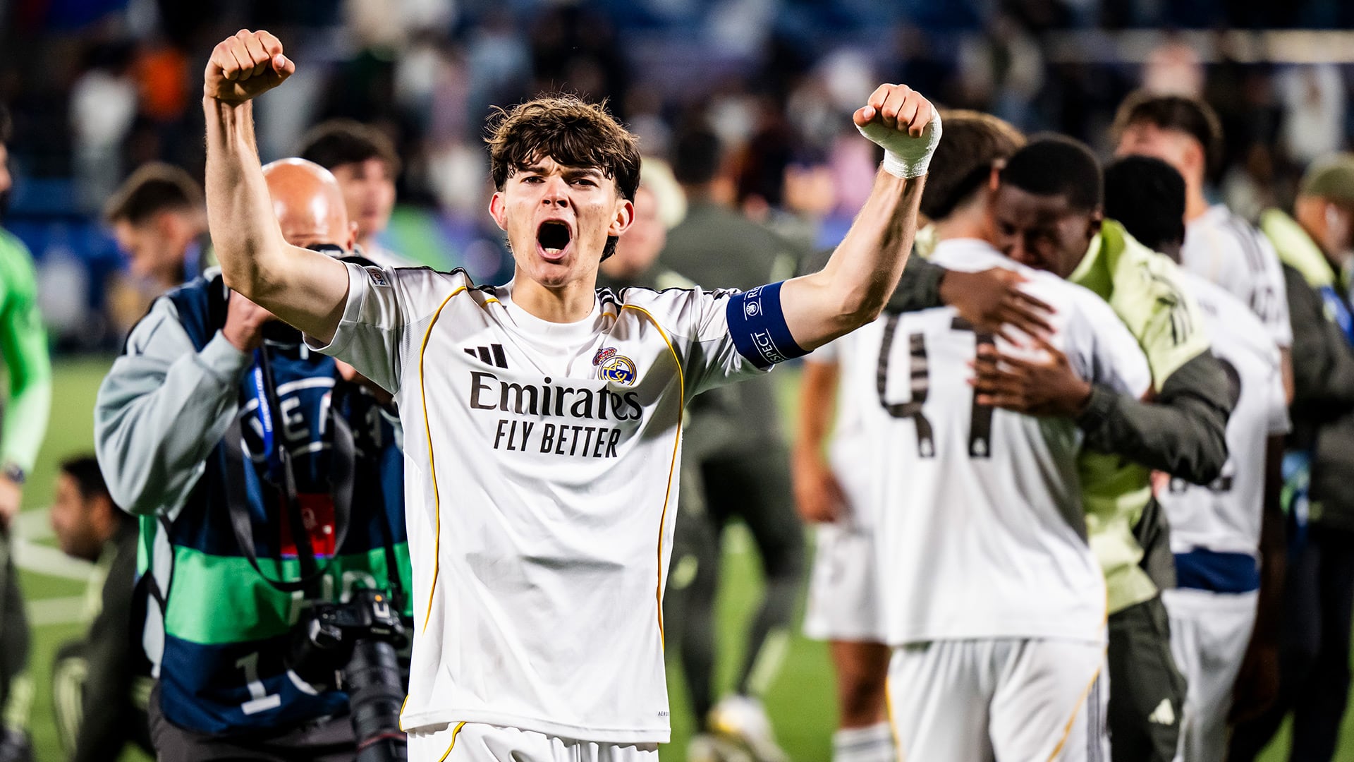 Carlos Díez, el capitán del Real Madrid se destacó con un penal en la final de la Youth League (EFE/EPA/JEAN-CHRISTOPHE BOTT)