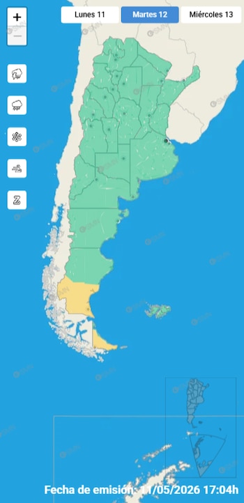 La estabilidad atmosférica y el predominio de jornadas sin lluvia marcarán la semana, con una baja probabilidad de precipitaciones aisladas recién hacia el sábado, según el modelo ECMWF