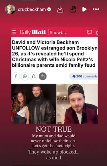 Cruz Beckham negó que fueron