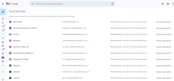 La opción “Gestionar suscripciones” se