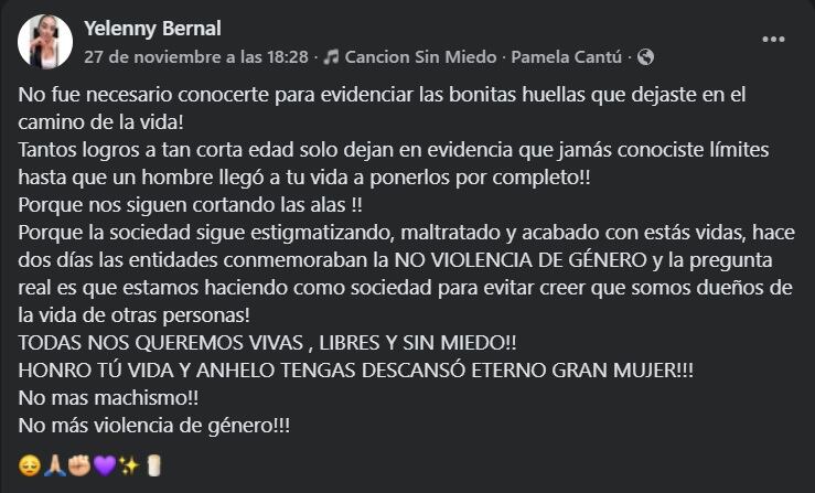 La usuaria aseguró que este es un caso de violencia machista - crédito Facebook