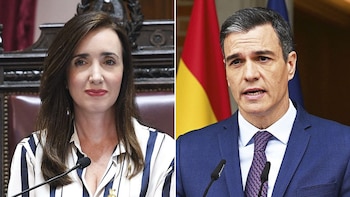 Victoria Villarruel y Pedro Sánchez