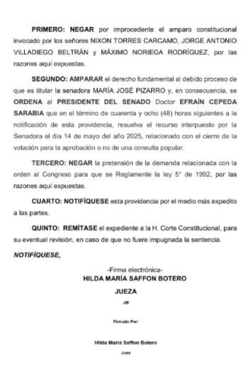 Esta es la orden del