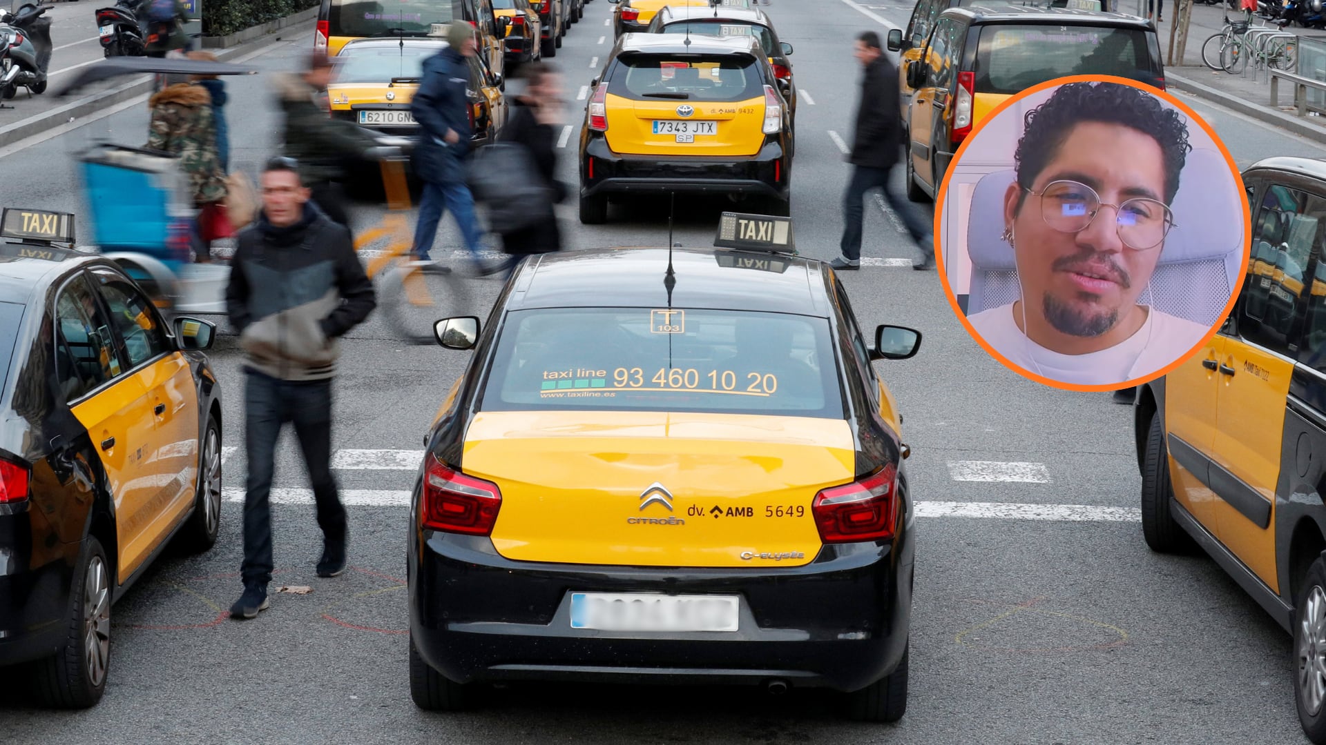 Renzo Solís, taxista nocturno en Barcelona. (Montaje)