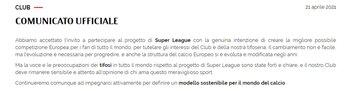El comunicado del Milan