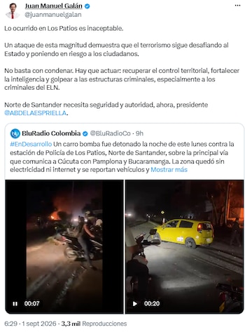 Juan Manuel Galán pidió recuperar el control territorial tras atentado en Los Patios, Norte de Santander - crédito @juanmanuelgalan/X