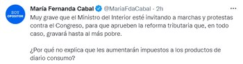 María Fernanda Cabal sobre declaraciones
