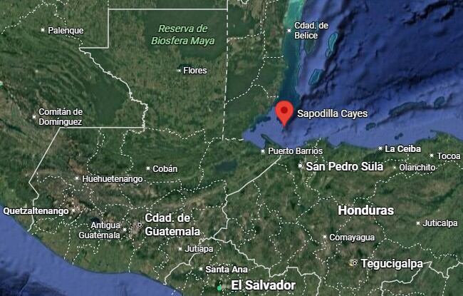 La Corte Internacional de Justicia, (CIJ) autorizó este jueves a Guatemala a intervenir como tercero en el proceso sobre la soberanía de los Cayos Zapotillos/Sapodilla que enfrenta a Belice y Honduras. Foto: Google map